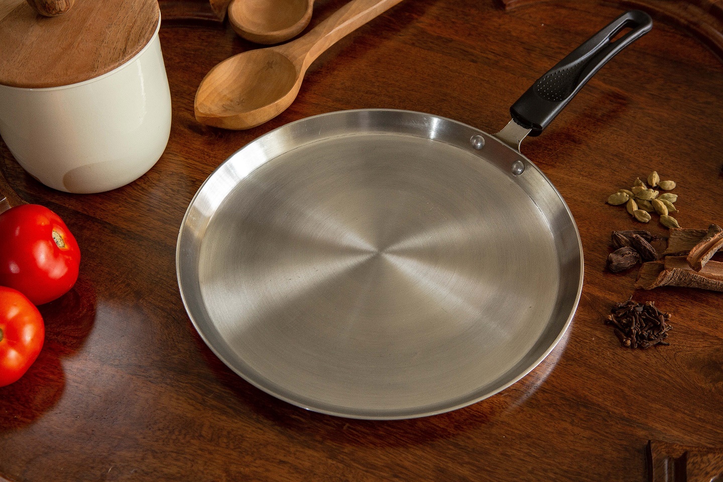 TIKMARC Aluminum Concave/Paratha/Roti Tawa with Riveted Handle -  Multipurpose(Induction Base) and Gas Stove Friendly